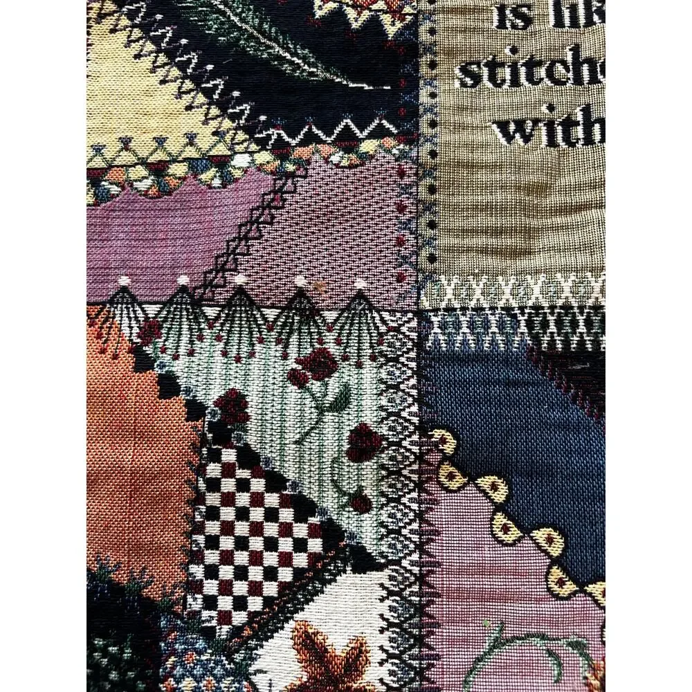 Pure Country Weavers Stitched With Love Patchwork Tapestry Wall Hanging 26x30”